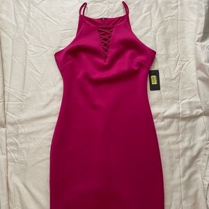 NWT Guess Fitted Midi Dress Hot Pink Size 8